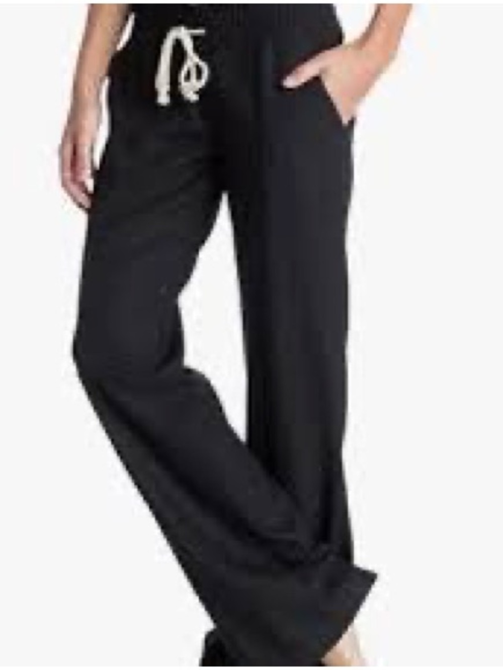 Roxy Black Lounge Track Pants with White Drawstring Beach Boho Size XL